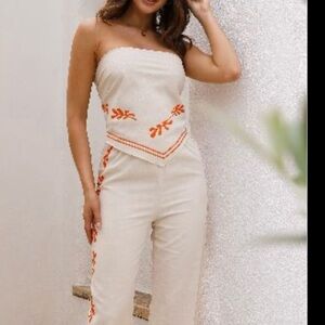 Billy j Aimee Scarf Top and Pants Set Orange